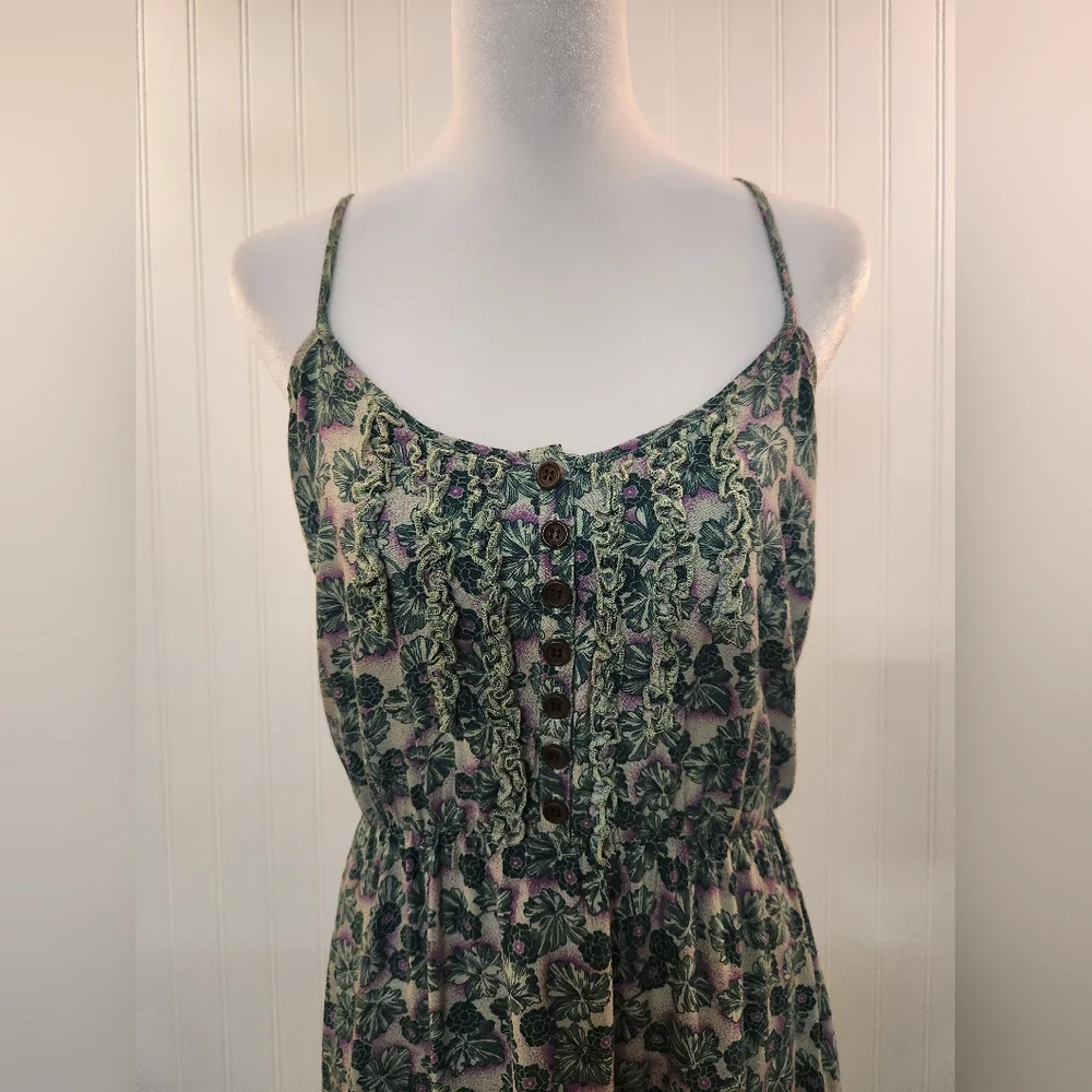 Akualani Women's Green Floral Knee-length Shift Dress Size‎ M Summer Lightweight